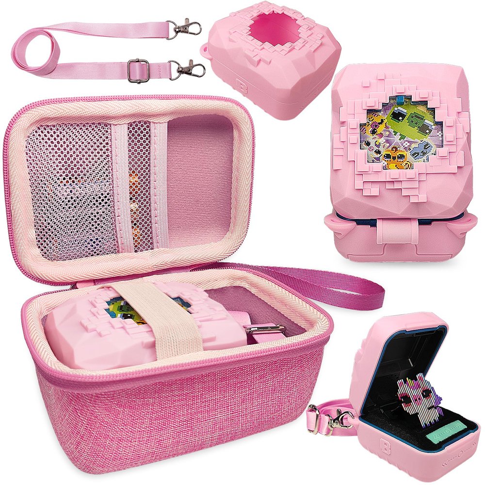 JCHPINE Hard Carrying Case and Silicone Cover for Bitzee Magicals Interactive Digital Pet, Accessories Case for Bitzee Magicals Virtual Electronic Pets (Pink)