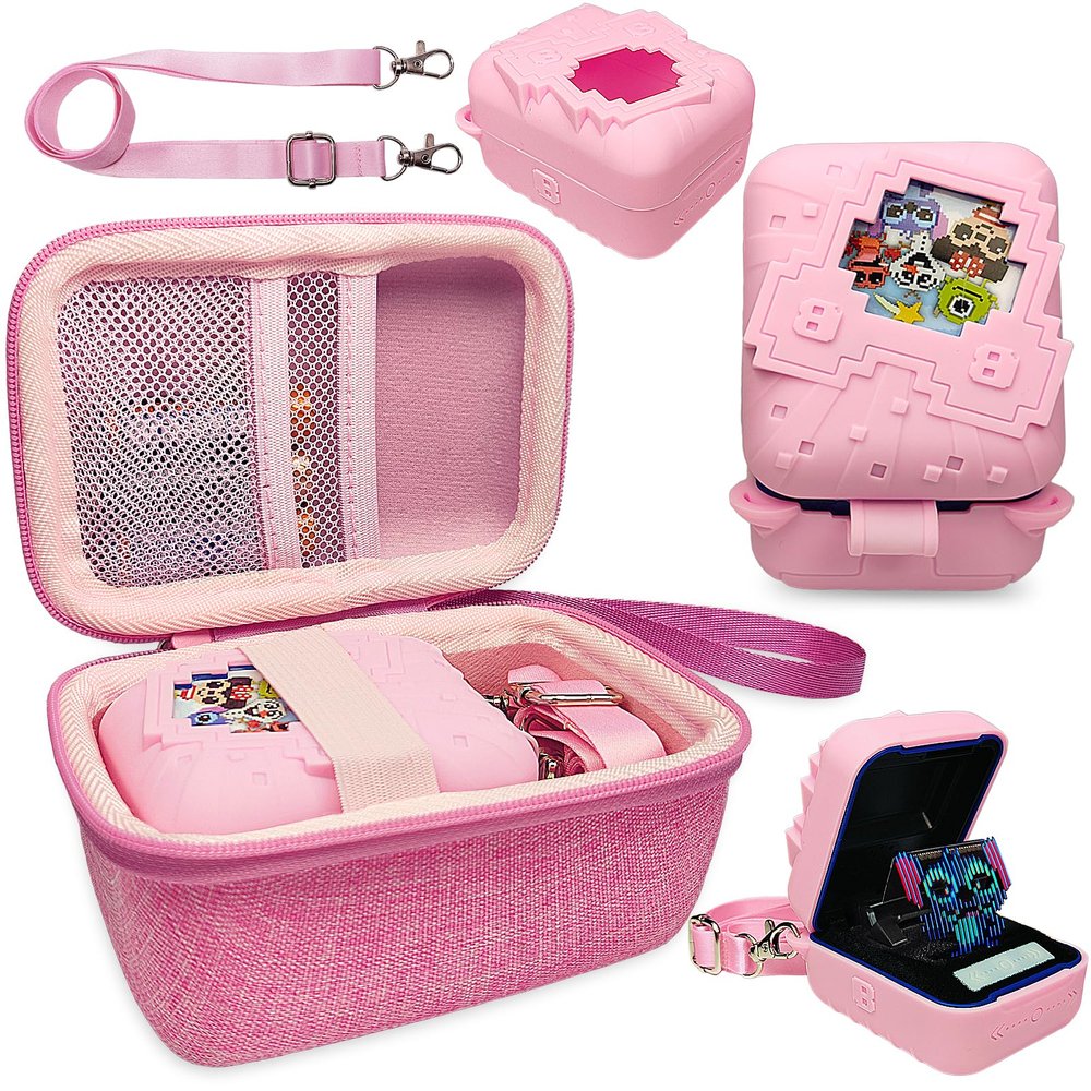 JCHPINE Hard Carrying Case and Silicone Cover for Bitzee Disney Interactive Digital Pet, Protective Case for Bitzee Disney Virtual Electronic Pets Accessories (Pink)
