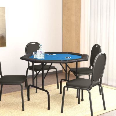 Homgoday Folding Poker Table 8 Players Blue 108 x 108 x 75 cm, Outdoor Table, Kitchen Table, Outdoor Table