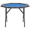 Homgoday Folding Poker Table 8 Players Blue 108 x 108 x 75 cm, Outdoor Table, Kitchen Table, Outdoor Table view 3