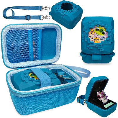JCHPINE Hard Carrying Case and Silicone Cover for Bitzee Magicals Interactive Digital Pet, Accessories Case for Bitzee Magicals Virtual Electronic Pets (Blue)