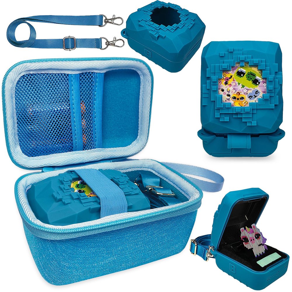 JCHPINE Hard Carrying Case and Silicone Cover for Bitzee Magicals Interactive Digital Pet, Accessories Case for Bitzee Magicals Virtual Electronic Pets (Blue)