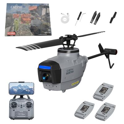Actualia 2.4G RC Helicopter with 1080P Camera, C127AI Scout Drone 4CH Single-Rotor Brushless Remote Control Military Aircraft Helicopter Model, Optical Flow Positioning