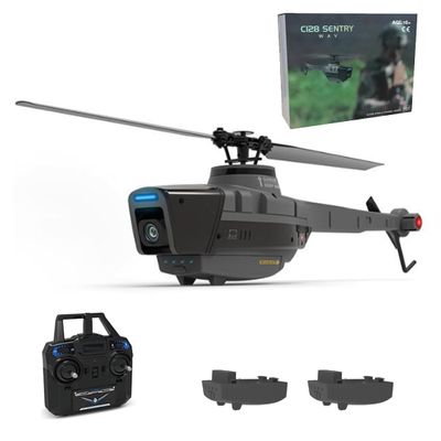Actualia 2.4G RC Helicopter with 1080P Camera, C128 4CH Single-Rotor Brushless Remote Control Military Aircraft Helicopter Model, Optical Flow Positioning