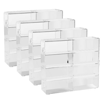 1/64 Scale Model Car Display Case, Clear Acrylic Display Boxes, Wall Mountable Transparent Toy Car Display Boxes, 8 Cars Holder Protector Cases for Model Car (4pcs)