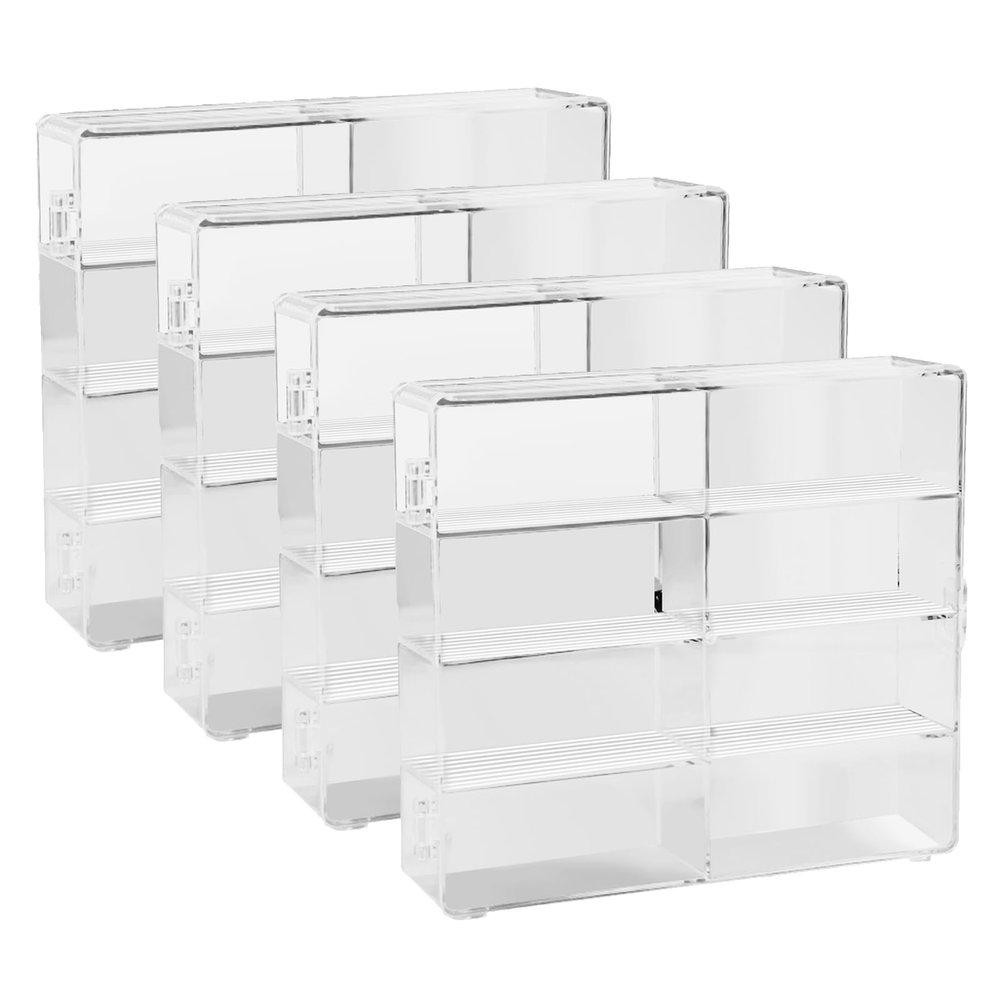 1/64 Scale Model Car Display Case, Clear Acrylic Display Boxes, Wall Mountable Transparent Toy Car Display Boxes, 8 Cars Holder Protector Cases for Model Car (4pcs)