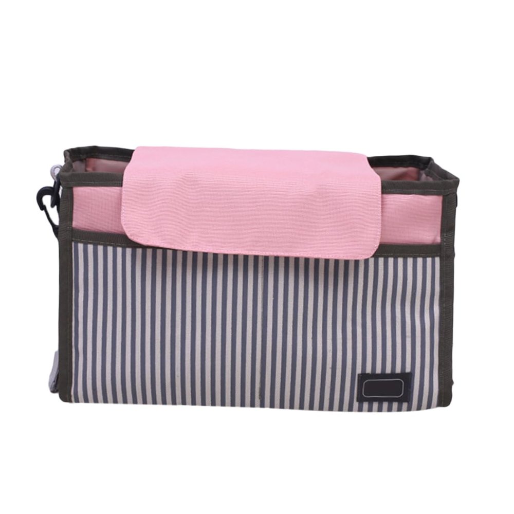 TOYANDONA Stroller Organizer Bag for Toddlers Pink Stripe Design Diaper and Toy Storage Holder for with Durable and Stylish Storage