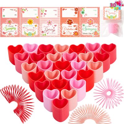 JOYIN 30 Packs Valentines Day Party Favors, Multi-Color Heart Coil Springs Toys