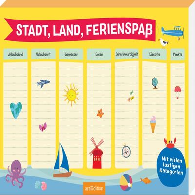 arsEdition GmbH City, Country, Holiday Fun: with Many Fun Categories | Game Pad with Over 90 Colourful Templates and Many Different Sections, Including Holidays