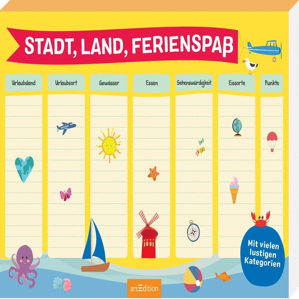 arsEdition GmbH City, Country, Holiday Fun: with Many Fun Categories | Game Pad with Over 90 Colourful Templates and Many Different Sections, Including Holidays