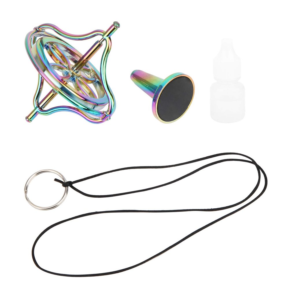 Mini Top Gyro Desktop Toys, Colorful Alloy Gyroscope Toy, Overcome Fingertip, Ideal Gifts with Base Shaking, Steady Rotation (#2)