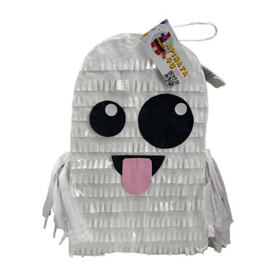APINATA4U Ghost Pinata with Tongue Out Design, Ghost Themed Birthday Supplies, Fun Party Favor, Custom White Pinata for Boys and Girls, Halloween Decoration for Kids, 20 X 16 X 4 Inches