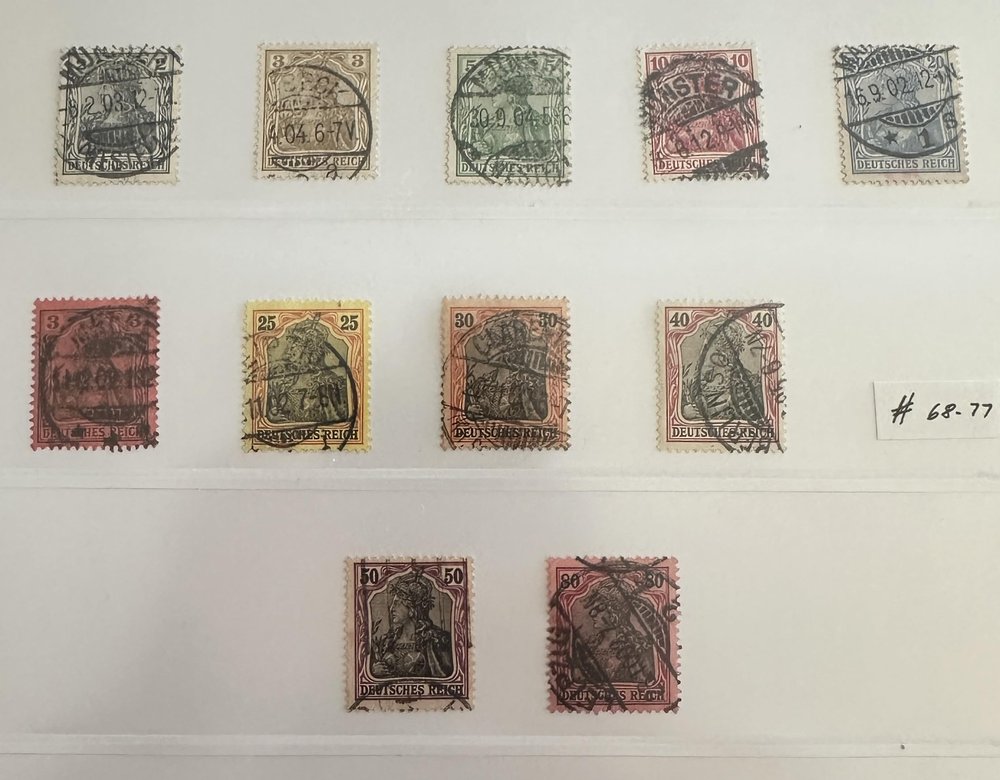 11 German Stamps for Collector German 1902 Deutsches Reich Postally Used No Charge Postage Inside US