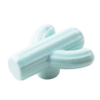 10Pcs/Sets Creative Ceramic Handle Modern Kids Room Handle Cactus Ceramic Cabinet Wardrobe Drawer Knob Furniture Door Pulls - (Color: Green-2)