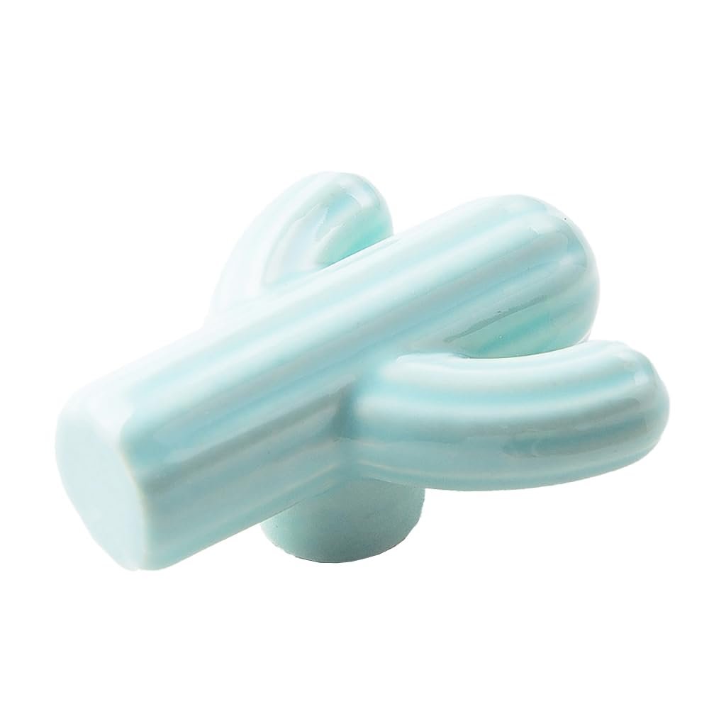 10Pcs/Sets Creative Ceramic Handle Modern Kids Room Handle Cactus Ceramic Cabinet Wardrobe Drawer Knob Furniture Door Pulls - (Color: Green-2)