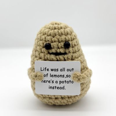 Doimi Handmade Funny Cute Crochet 3 inch Potato Cheer Up Emotional Support Plush Gifts with Positive Affirmation Card for Women Encouragement Graduation Birthday Gifts (potato)