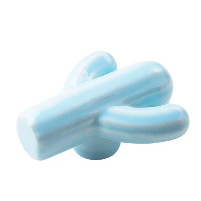 10Pcs/Sets Creative Ceramic Handle Modern Kids Room Handle Cactus Ceramic Cabinet Wardrobe Drawer Knob Furniture Door Pulls - (Color: Blue-2)