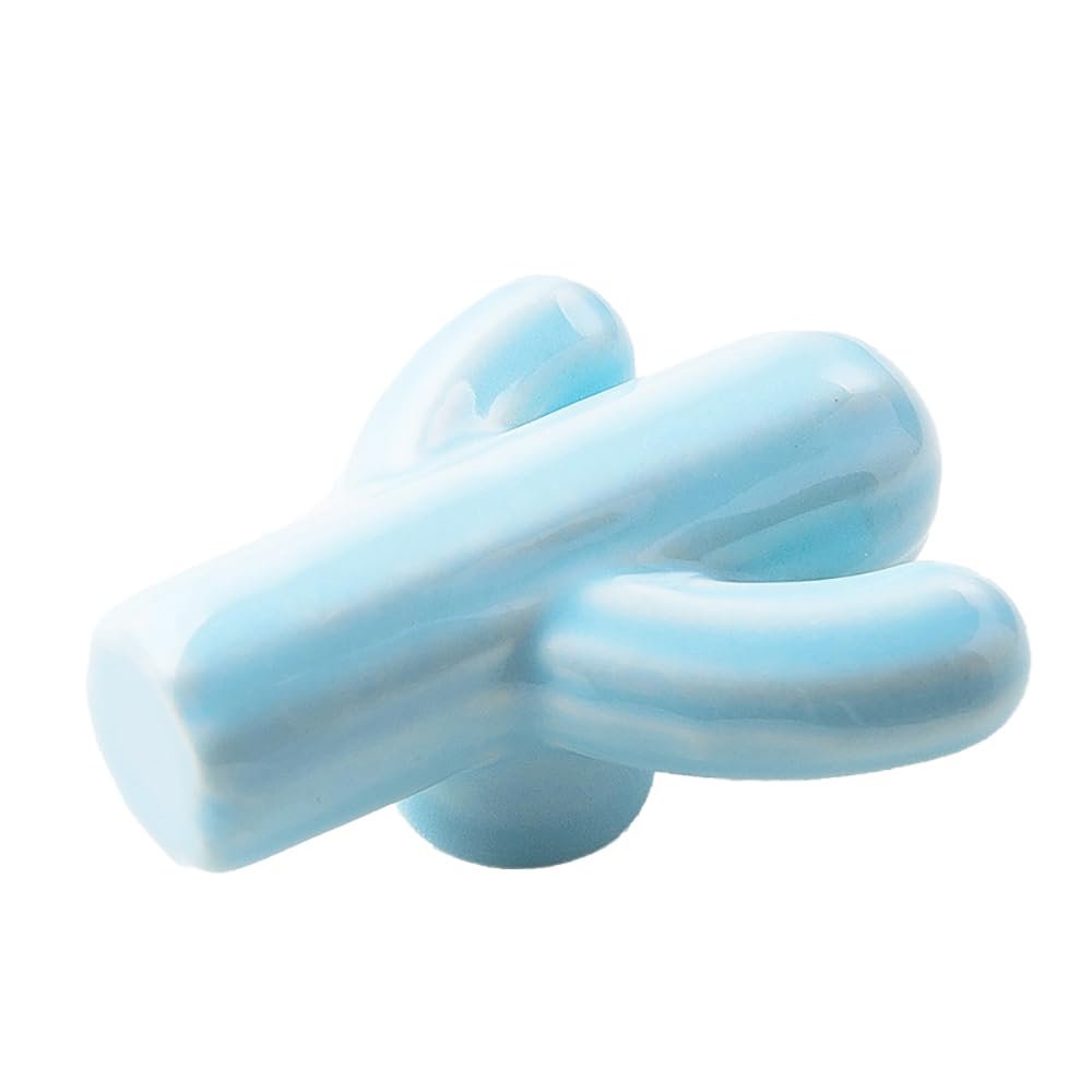 10Pcs/Sets Creative Ceramic Handle Modern Kids Room Handle Cactus Ceramic Cabinet Wardrobe Drawer Knob Furniture Door Pulls - (Color: Blue-2)