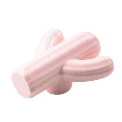 10Pcs/Sets Creative Ceramic Handle Modern Kids Room Handle Cactus Ceramic Cabinet Wardrobe Drawer Knob Furniture Door Pulls - (Color: Pink)