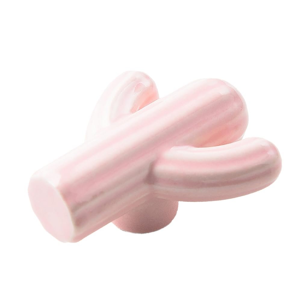 10Pcs/Sets Creative Ceramic Handle Modern Kids Room Handle Cactus Ceramic Cabinet Wardrobe Drawer Knob Furniture Door Pulls - (Color: Pink)