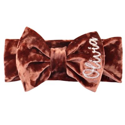Fall Bow Custom Personalized Headband Bow for Newborns, Infants, and Toddlers; Perfect for Gifts, Everyday, Bringing Baby Home, and Photoshoots - Soft Stretchy Velvet