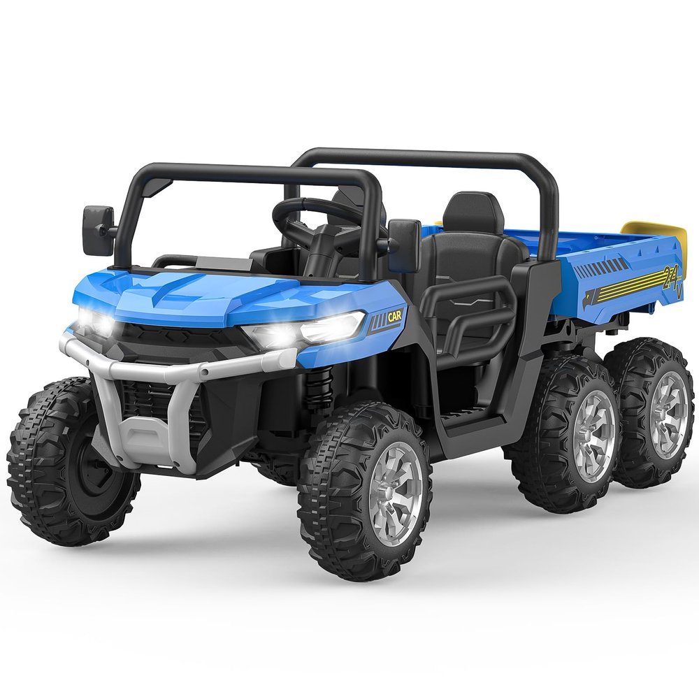 Ride On Dump Truck for Kids Ride On Car with Remote Control Electric UTV Vehicles with Electric Dump Bed, 4WD Power Ride-on 6 Wheels Ride On Toys for Boys Girls (Blue)