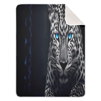 FLildon Leopard Cheetah Blue Eyes Cotton Baby Blanket 30" x 40" Warm Soft Breathable Muslin Swaddle Blankets for Toddler Boys Girls Nursery Receiving Wraps
