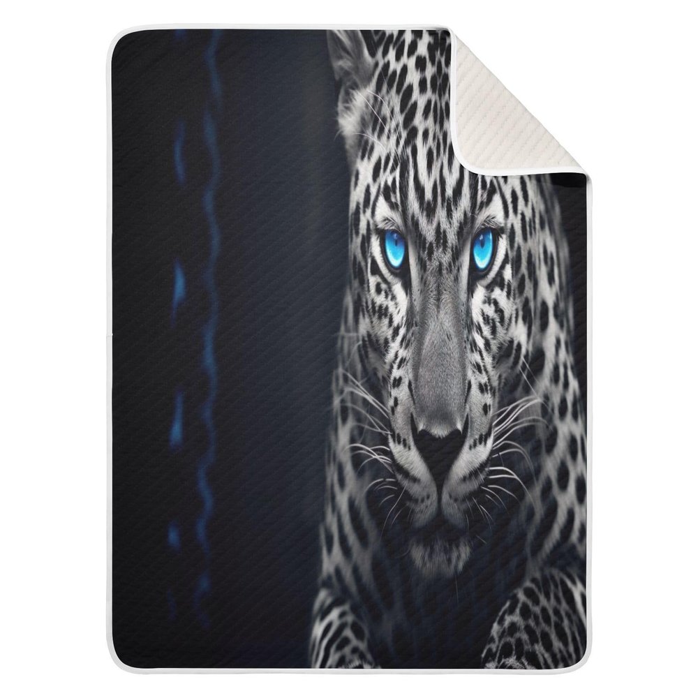 FLildon Leopard Cheetah Blue Eyes Cotton Baby Blanket 30" x 40" Warm Soft Breathable Muslin Swaddle Blankets for Toddler Boys Girls Nursery Receiving Wraps