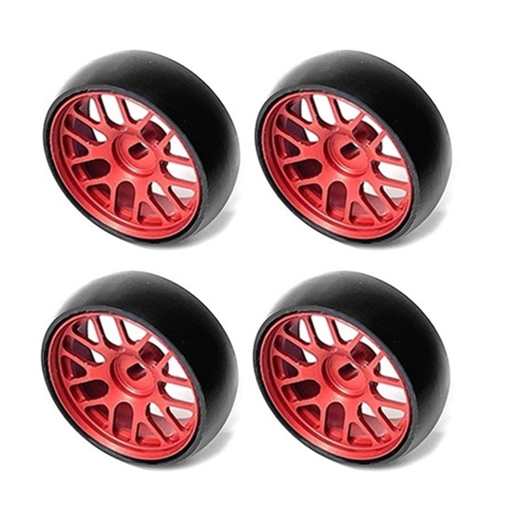 26.5Mm Hard Drift Metal Wheel Rim Tyres for Wltoys 284131 K969 K979 K989 Kyosho Mini-Z 1/28 RC Car Parts,Yellow(Red)