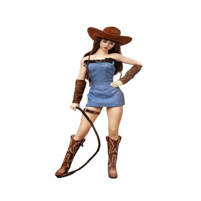 1/6 Scale Female Clothes,Cowgirl Bag Hip Skirt Hat Boots Clothing Set with Weapon Model Accessory for 12inch Female Action Figure No Body