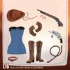 1/6 Scale Female Clothes,Cowgirl Bag Hip Skirt Hat Boots Clothing Set with Weapon Model Accessory for 12inch Female Action Figure No Body view 2