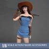 1/6 Scale Female Clothes,Cowgirl Bag Hip Skirt Hat Boots Clothing Set with Weapon Model Accessory for 12inch Female Action Figure No Body view 3
