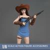 1/6 Scale Female Clothes,Cowgirl Bag Hip Skirt Hat Boots Clothing Set with Weapon Model Accessory for 12inch Female Action Figure No Body view 4