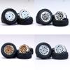1/64 Wheels and Tires for Off-Road Vehicles,Upgraded Mainline Cast Model Car,Diameter is 0.57in,Series YE,Round Hole Spokes,4 Sets/Pack, ABS Wheels with Rubber Tires Rivet Shaft Metal Rims(YE-C) view 2
