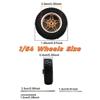1/64 Wheels and Tires for Off-Road Vehicles,Upgraded Mainline Cast Model Car,Diameter is 0.57in,Series YE,Round Hole Spokes,4 Sets/Pack, ABS Wheels with Rubber Tires Rivet Shaft Metal Rims(YE-C) view 3
