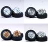 1/64 Wheels and Tires for Off-Road Vehicles,Upgraded Mainline Cast Model Car,Diameter is 0.57in,Series YE, Multiple Spokes 4 Sets/Pack, ABS Wheels with Rubber Tires Rivet Shaft Metal Rims(YE-E) view 2