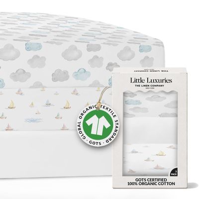 100% Organic Cotton Mini Crib Sheets (3-Pack) - GOTS Certified - Breathable Pack n Play Sheets Fitted - Double-Elastic for Secure Fit, Extra Protection for Your Baby - Gender-Neutral Prints (27"x39")