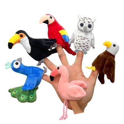 JUSTQUNSEEN 6pcs Bird Finger Puppets Set, Cute Animal Puppet for Role-Playing Mini Hand Puppets Suitable for Kids,Bird Animal Puppets for Storytelling, Realistic Finger Puppet for Toddlers