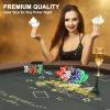 REAHOISY Round Poker Table Foldable, 8 Player Casino Leisure Poker Table w/Stainless Steel Cup Holders & Padded Rails, Folding Texas Holdem Table for Blackjack Board Game (46 Inch-Brown/Dark Green) view 2