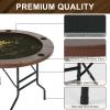 REAHOISY Round Poker Table Foldable, 8 Player Casino Leisure Poker Table w/Stainless Steel Cup Holders & Padded Rails, Folding Texas Holdem Table for Blackjack Board Game (46 Inch-Brown/Dark Green) view 4