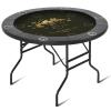 REAHOISY Round Poker Table Foldable, 8 Player Casino Leisure Poker Table w/Stainless Steel Cup Holders & Padded Rails, Folding Texas Holdem Table for Blackjack Board Game (46 Inch-Black/Dark Green) view 1