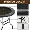 REAHOISY Round Poker Table Foldable, 8 Player Casino Leisure Poker Table w/Stainless Steel Cup Holders & Padded Rails, Folding Texas Holdem Table for Blackjack Board Game (46 Inch-Black/Dark Green) view 4
