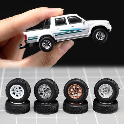 1/64 Wheels and Tires for Off-Road All-Terrain Upgraded Mainline Cast Model Cars, Diameter is 0.51In,4 Sets/Pack,Seven Spokes.(YE-H)
