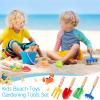 Motionchic 48 Pcs 8" Kids Gardening Tools, Metal Beach Sandbox Digging Toys with Wooden Handle, Including Shovel, Rake, Fork and Trowel, Garden Sand Snow Tools for Children Gift Outdoor Gardening view 3