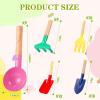 Motionchic 48 Pcs Children Beach Sand Toys Kids Gardening Tools Set Metal Including Shovel, Rake, Fork and Trowel, Summer Beach Sandbox Digging Toys with Wooden Handle Hoe for Kid Outdoor Gift view 2