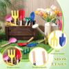 Motionchic 48 Pcs Children Beach Sand Toys Kids Gardening Tools Set Metal Including Shovel, Rake, Fork and Trowel, Summer Beach Sandbox Digging Toys with Wooden Handle Hoe for Kid Outdoor Gift view 4