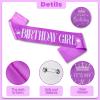 Birthday Sash, Birthday Girl Sash and It's My Birthday Badge Purple Birthday Party Decorations Set Birthday Sash Birthday Badge for Kids Girls Birthday Party Supplies view 3