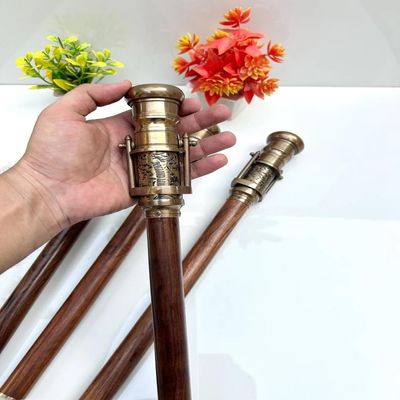 1920 Dollond London Victorian Brass Telescope Compass Walking Stick, Gift for Dad