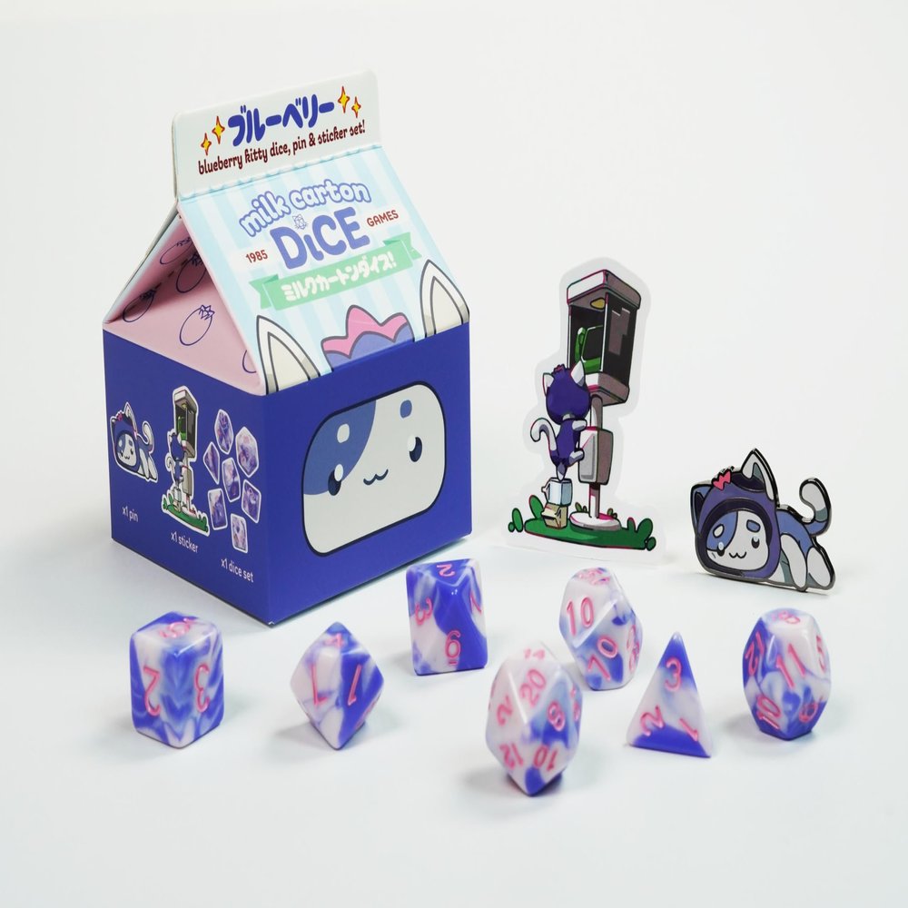 1985 Games Blueberry Cat Milk Carton Dice Meet The Adorable Residents of Fruit Meadows with This Charming Collectible Set