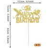 1 Pack Dragon Happy Birthday Cake Topper Glitter Fantasy Birthday Cake Pick forMedieval Dragon Theme Baby Shower Kids Birthday Party Cake Decorations Supplies Gold view 2